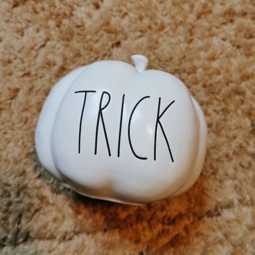 Rae Dunn "Trick" Halloween pumpkin